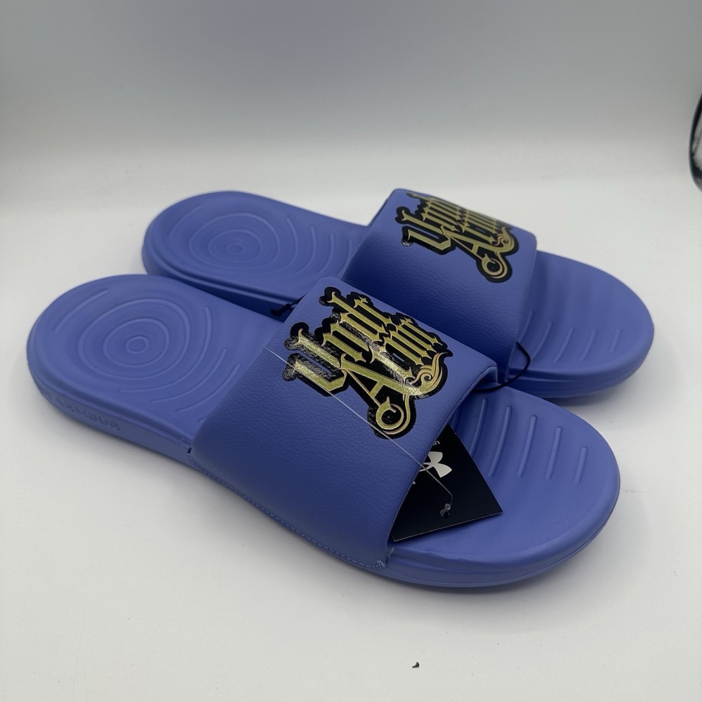 Under Armour Ansa Graphic Logo Slides Mens 8 Lavender Purple Sandals 3024435-402